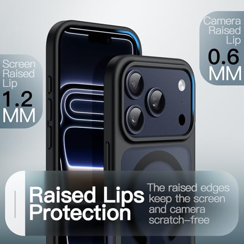 Image of JETech Magnetic Case for iPhone 17 Pro 6.3-Inch Compatible with MagSafe, Translucent Matte Back Slim Minimalist Shockproof Phone Cover (Black)