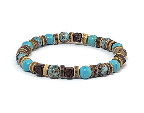Men’s Turquoise Magnesite Beaded Stretch Bracelet Gift Ideas For Men #TOP3