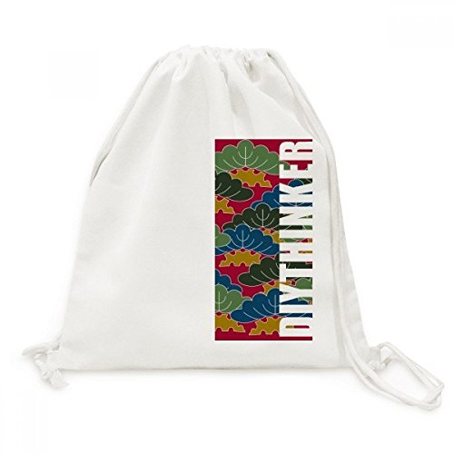 Sac cordon toile feuilles culture japonaise élégant motif traditionnel