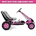 Costzon Go Kart for Kids, 4 Wheel Off-Road Pedal Go Cart w/Adjustable Seat, Steering Wheel, 2 Safety Brakes, EVA Rubber Tires, Ride-On Toys for Boys & Girls, Outdoor Racer Ride On Pedal Car (Pink)