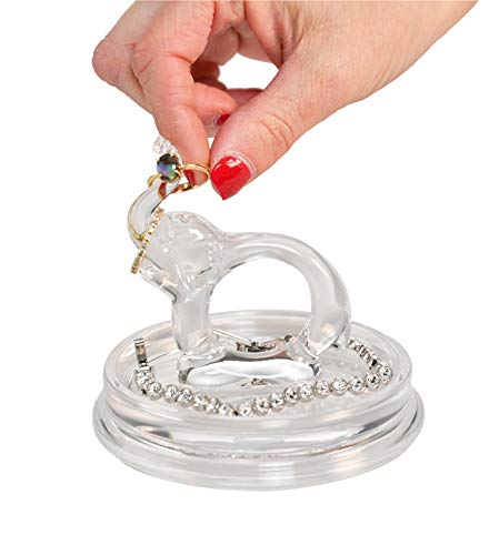 ARAD Elephant Acrylic Ring Holder Dish, Cute Bedroom Jewelry Tray, Fun Trinket Platter