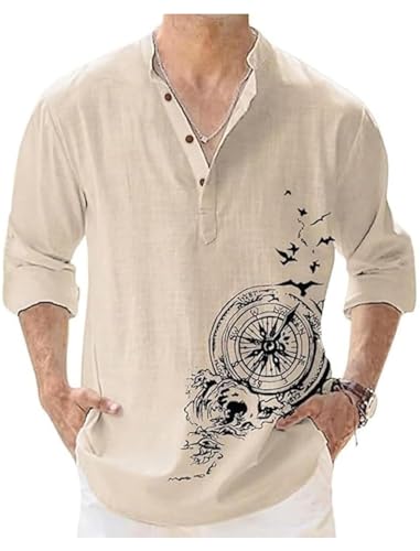 DEELMO Men's Cotton Blend Mandarin Collar Self One Design Full Sleeve Casual Short Kurta