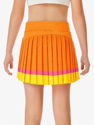 Image of Haloumoning Girls Pleated Skirts with Shorts Athletic Tennis Skorts Sport Performance Skirt with Pockets 4-14 Years