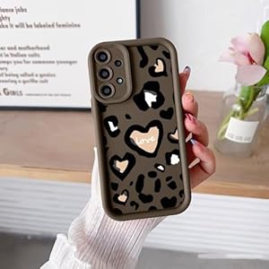 YANJIEER ESONG Leopard Print Phone Case for Samsung Galaxy A32 5G/M32 5G with Heart Pattern, Slim Aesthetic Stylish Cute Case for Girls Women, Soft TPU Silicone Shockproof Cover Brown