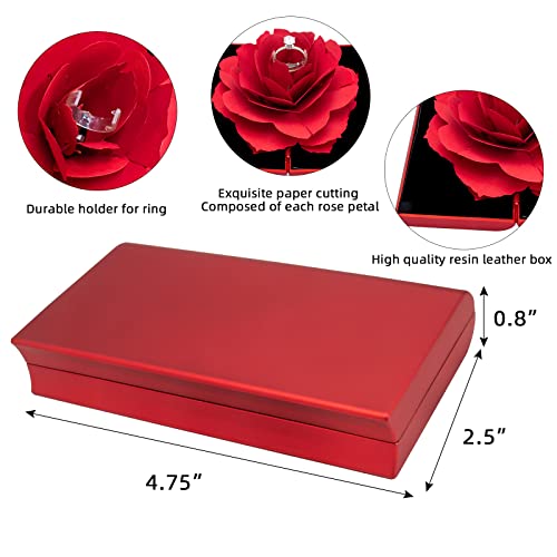 Image of Engagement Ring Box,Ring Rose Box Surprise Jewelry Storage Holder for woman as Proposal Engagement Wedding Ring Jewelry Gift Case in Valentine's Day ect.