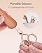 ULG Multi-Purpose Eyebrow Scissors Small Precision Grooming Kit for Women & Men – 3.7” Stainless Steel Beauty Scissors for Eyebrow, Eyelash, Nose Hair, Beard, Mustache with a PU Pouch, Rose Gold