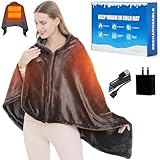 Portable USB Heated Blanket, 59' x 33.5' Soft & Comfortable Heated Blanket Shawl for Indoor Outdoor Cordless Fast Heating with 3 Heat Levels