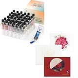 MEI LIANG 36 Colors Watercolor Paint With Plastic Storage Box And Paul Rubens 10.2 X 7.2 Inches Watercolor Coloring Paper, 140lb/300GSM 100% Cotton Hot Pressed Roses Line Drawings (12 Sheets)