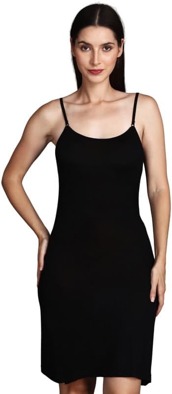 Shoppy Villa Women's Full Slip Dress - Spaghetti Strap Long Inner Undergarment Nightwear, Knee-Length Spaghetti Slip for Dresses & Loungewear - Free Size