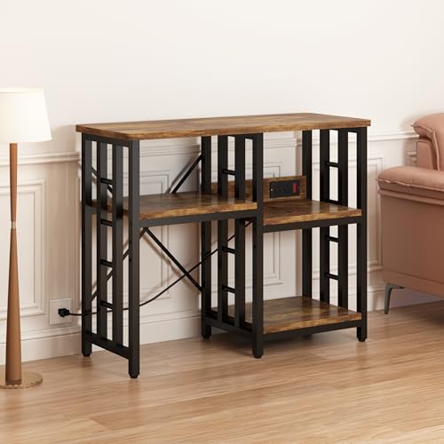 DKFNCL Mini Fridge Stand with Power Outlet, Mini Fridge Stand, Microwave Oven Stand Table, Bar Cabinet, Aquarium Stands, 4-Tier Kitchen Baker's Rack for Spices, Pots and Pans. by DKFNCL - Image 6