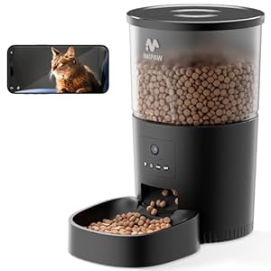 Automatic Cat Feeder with Camera, APP Remote Control, Programmable Cat Food Dispenser, 2-Way Audio, Timed Cat Feeders for Dry Food, 1-8 Meals Per Day for Pets, 10s Voice Recorder, Black