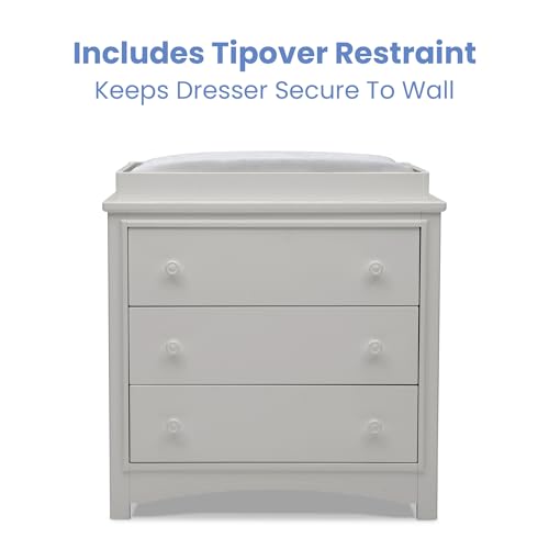 Delta Children Perry 3 Drawer Dresser with Changing Top and Interlocking Drawers, Moonstruck Grey - image 8