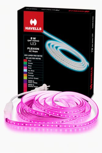 Image of Havells Flexion AC Rope 120 LED Rope Light Pink IP65 50M