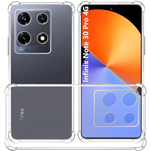 USTIYA Case for Infinix Note 30 Pro 4G Clear TPU Four Corners Military-Grade Protection Cover Transparent Soft funda