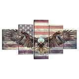 Yatsen Bridge 5 Panels Modern American Flag Wall Art Cool Eagle Spreads Its Wings with USA Flag Pain