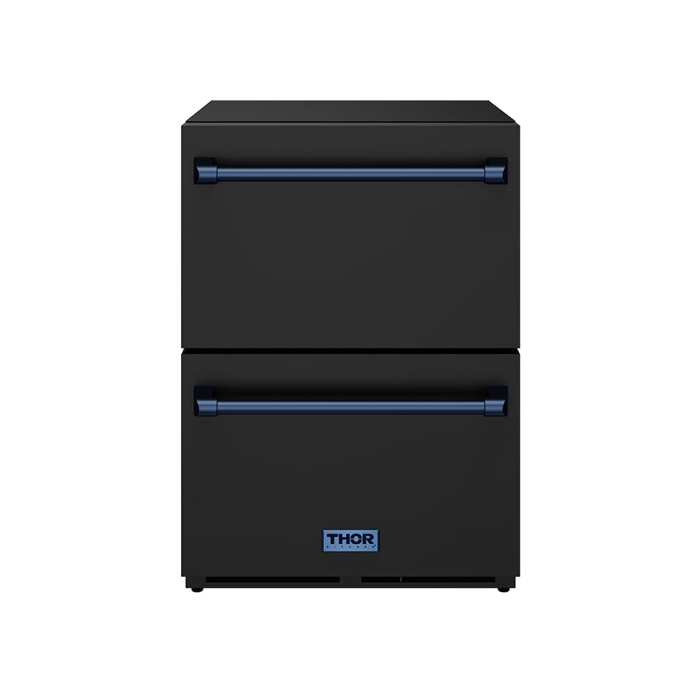 Gordon Ramsay by THOR Kitchen 24 inch undercounter built in/freestanding drawer freezer in Black and Blue | Fridge.com