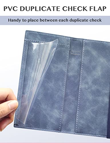 Image of Zreal Checkbook Cover for Men & Women Snakeskin Pattern, Jean Blue, 7.0 x 3.5 x 0.35 inches, Minimalist