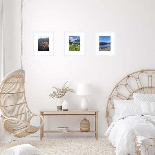 Image of JCJMY 8x10 Picture Frame White with 5x7 Mat for Wall Hanging or Tabletop, Display Photo 5x7 with Mat or 8x10 without Mat, 8 by 10 Gallery Poster Photo Frame with Shatter Resistant Plexiglass, White