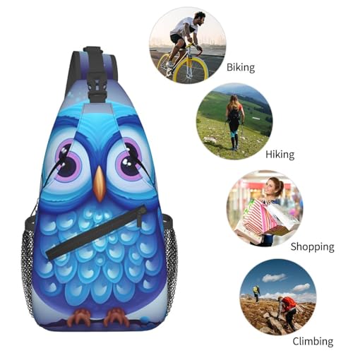 Bolso cruzado masculino mochila sling azul búho miniatura 6