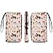 Fashion Wallets, Multi-Functional Lightweight, Unisex Handled Wallet, Passport Holder, Floral Cute Animal Horses Pink