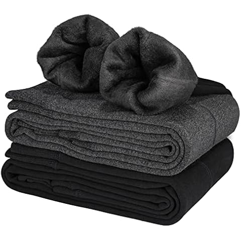 Hotelvs Women High Waisted Leggings Thermal Velvet Lining Soft Stretchy Winter Warm Pants, 2 Pack (Black+Dark Grey) Cover