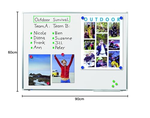 Legamaster Pizarra blanca Premium Plus – Blanco – 60 x 90 cm – Pizarra magnética de acero esmaltado con soporte de pared y marcador de pizarra blanca – Borrar en seco - imagen 4