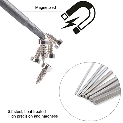YUHIAKE 7pc 100mm Magnetic Hex Bit Set, H2-H8, 1/4 Inch Hex Socket Screwdriver Bit, Variety pack - Image 3