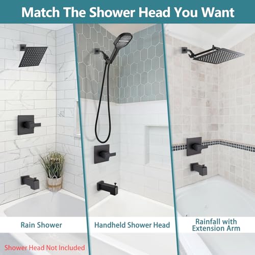 Replacement for Delta 13/14 Series Shower Faucet Trim Kit, Shower Arm, Shower Handle& Tub Spout, (Valve& Catridge Not Inclued), Matte Black