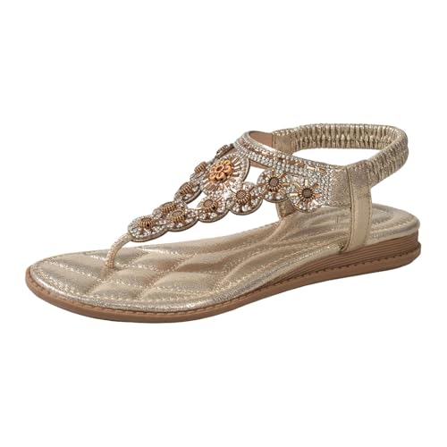 Sandalias de playa estilo bohemio con suela plana para paseos de verano