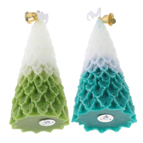 LIFKOME 2 Piezas Velas Aromáticas Forma de Árbol de Navidad Decoración Práctica para Fiestas Vela Perfumada sin Humo Material Seguro y Saludable para Ambiente Navideño