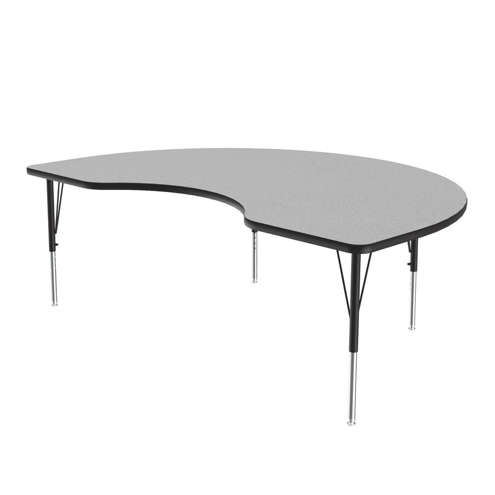 Correll 48"x72" Kidney Shaped Classroom Activity Table, Height Adjustable (19"-29") Gray Granite Durable High Pressure Laminate School Furniture, Made in The USA