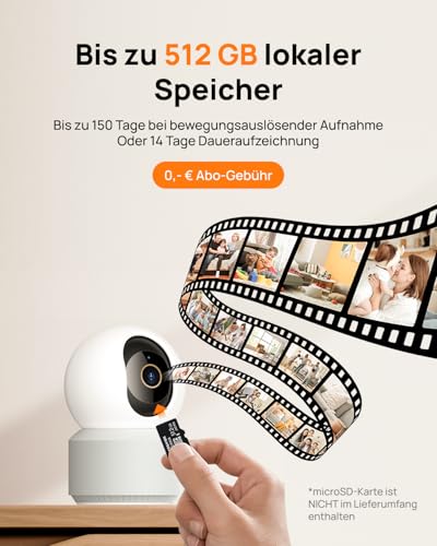 Anona Pano 4K Innenüberwachungskamera mit 360° Auto-Tracking & Wi-Fi 6, Indoor Kamera mit Personen-, Haustier-, Babyweinen-Erkennung, 2-Wege-Audio, Datenschutzmodus | Alexa-kompatibel, 1er-Pack