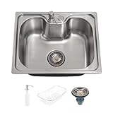 Pingoo.Casa, Cuba Para Cozinha Com Acessórios, 40x50x13 cm, Gourmet, Com Borracha Anti-ruído, Aço Inox Escovado, Inclui Cesto Escorredor, Dosador De Detergente 300ml, Válvula De Escoamento, Nawa, Prata