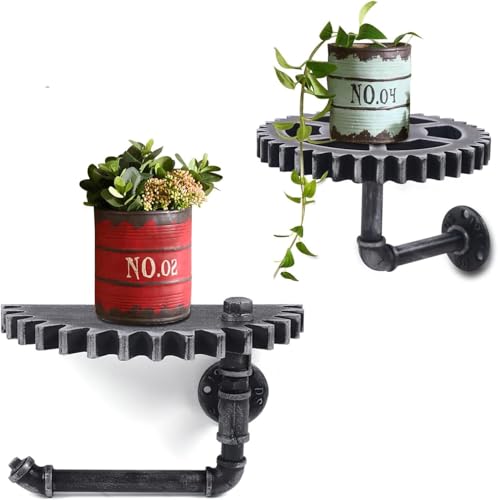 YUYUZI 2pcs Industrie Regale, Rohrregal, Vintage Wandregal, Industrial Gear Pipe Regal Vintage Wandständer Wandhalter Rack für Haus, bar, Café, Restaurantdekoration Einzigartige Dekoration
