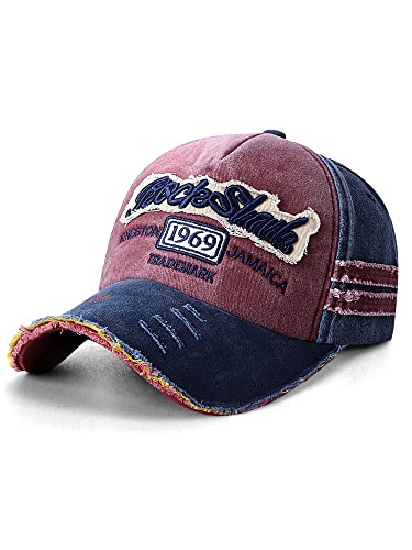 Baseball Cap Mens - Distressed Baseball Hats, Washed Vintage Old Style Caps Embroidered Adjustable Sport for Men Outdoor