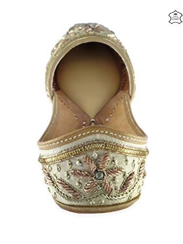 Image of Fulkari Women's Murraya Genuine Soft Leather Juttis | Bite and Pinch Free Jutis | Punjabi Jutti For Ladies | Bridal Ethnic Stylish Mojari Flats For Girls |
