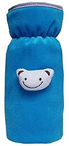 Kuber Industries Rabbit Face Design Soft Velvet Stretchable Baby Feeding Bottle Cover with Easy to Hold Strap (Blue)