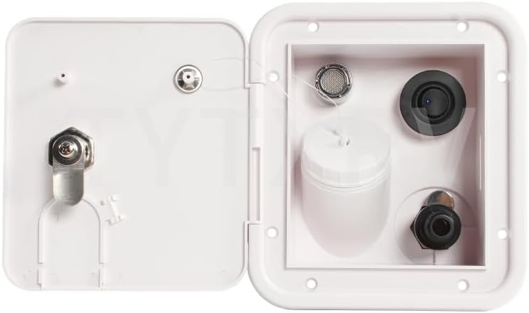 Universal White Gravity Water Hatch/Water Intake Fill Dish Lock Keys RV Hatch Trailer Camper(0100378)