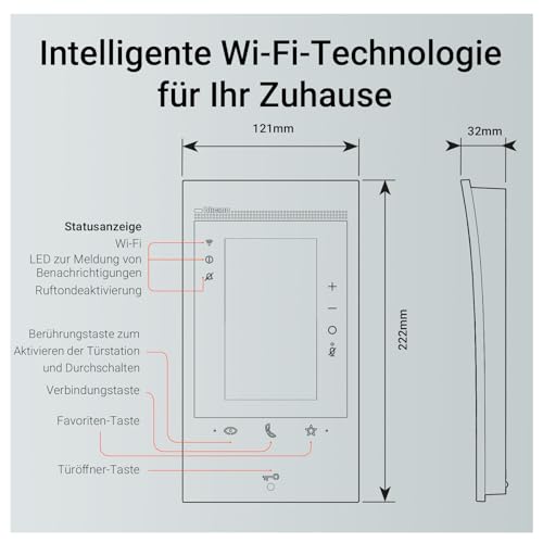 BTICINO, Flex‘ONE-Set Classe 300EOS with Netatmo + Linea 3000, erste smarte Wi-Fi-Video-Innenstelle mit integr. Alexa, 5"-Touchscreen, App Home+Security, 2-Draht-Technik, 363915