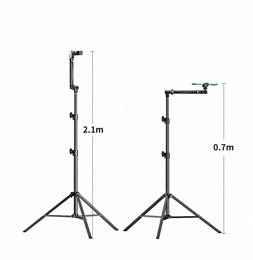 Trípode para teléfono, 82 pulgadas de alto, ajustable y estable, cuello de cisne flexible que puede disparar en la parte superior y multiángulo, para grabación de vídeo/selfies/transmisión en vivo