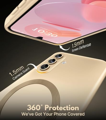 Image of DIZORO Samsung A37 Case, Compatible with Mag Safe Back Cover, Matte Luxury Metallic Luster Flexible TPU Wireless Charging Shockproof Case with Camera Protector (Metallic Silver)