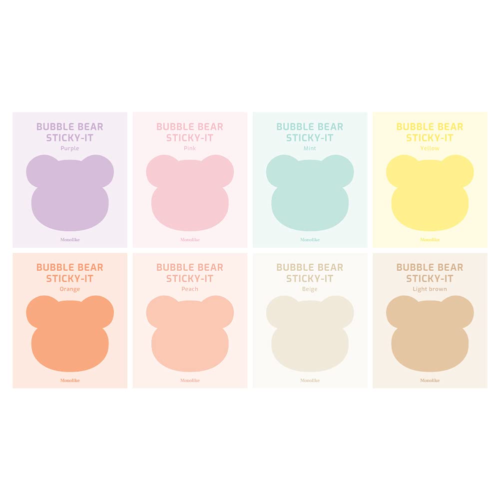 Monolike Bubble Bear Sticky-it - 8p Set Self-Adhesive Memo Pad 30 Sheets