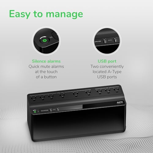 APC BE850G2 UPS Battery Backup & Surge Protector for Computer, Router, NAS - image 4