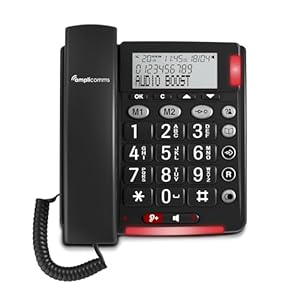 Amplicomms Bigtel 48 Big Button Phone Loud Sound Corded Landline Phones with Hands-free function, Large display, Audio Boost and Extra Loud Ringers, Hearing Aid Compatible Telephone