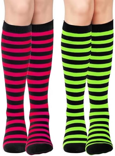 HONGTEYA Knee High Socks for Women Halloween Womens Cotton Athletic Long Tall High Thin Stripes Boot Tube
