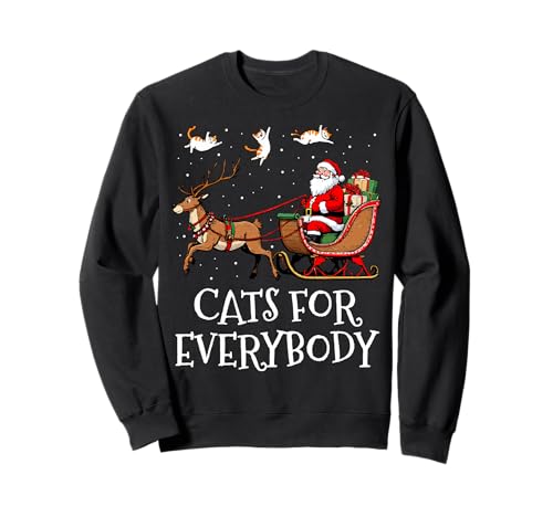Cats For Everybody Christmas Cat Funny Xmas Women Santa Sudadera