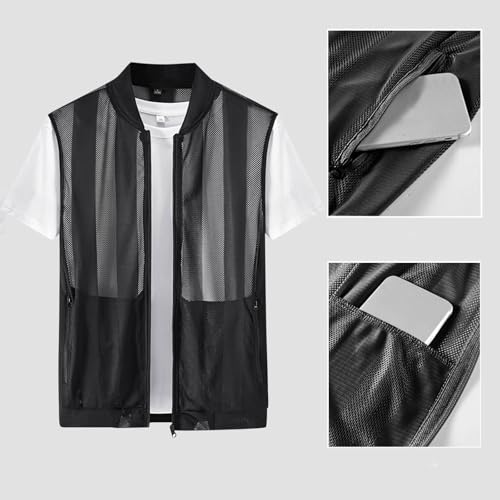 Men Summer Sleeveless Sun Protection Jackets Casual Lightweight Breathable Mesh Zipper Cycling Vest for Hiking Golf2