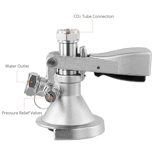 Miniatura 5 de Qwork Acoplador De Barril De Cerveza Tipo A Con Válvula De Alivio De Presión, G5 8, Latón Y Acero Inoxidable 304