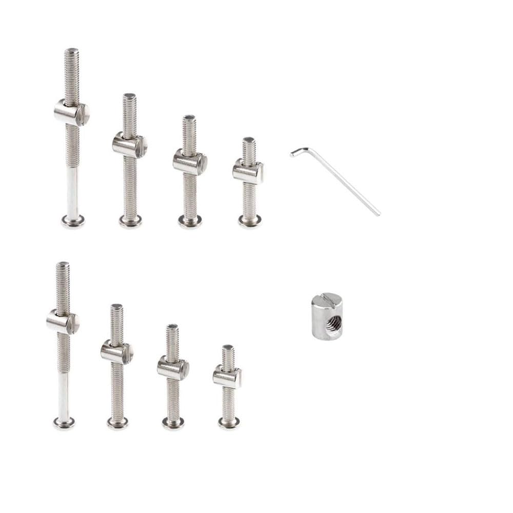 32 Set M6x12mm/16mm/25mm/35mm/45mm/55mm/65mm/75mm Black Crib Screws Replacement Set Hex Drive Socket Cap Screw Barrel Nuts for Beds Furniture Headboards Cribs Hardware Replace Kit