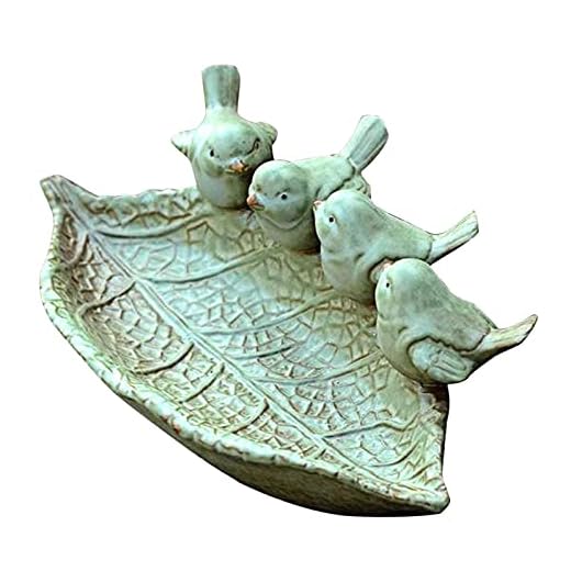 Keramiska stativ fågeldrycker, fågelbad för vilda fåglar i trädgården balkong, birdhouses bricka retro trädgårdsarbete dekoration,Stand vogeltränke